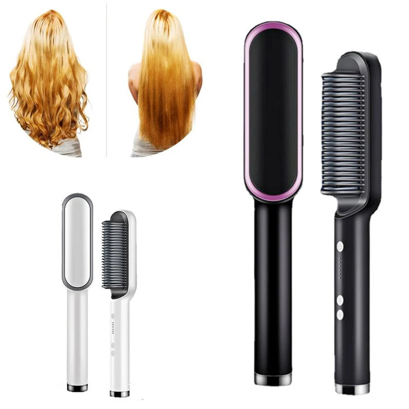 Cepillo Alisador Eléctrico 2 en 1 – Cabello Liso en Minutos